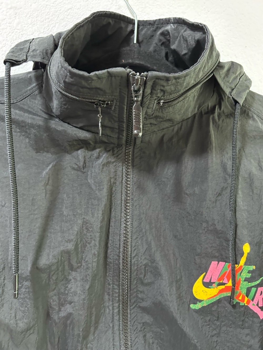 Nike Black Windbreaker Jacket with Neon Yellow, Green & Pink Graphic - Picture 6 of 16